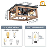 eyassi Wooden Flush Mount Ceiling Lights, 4-Light Farmhouse Close to Ceiling Lighting Fixtures Black Ceiling Lamp for Kitchen Island Living Room Bedroom Hallway Laundry Entryway eyassi