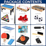 SereneLife 48" 6-in-1 Multi Game Table, Full-Size Indoor and Outdoor Arcade Sports Table with Pool, Air Hockey, Foosball, Basketball, Table Tennis, Dining Table, for Family, Kids, Adults SereneLife