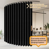 JILRON Accordion-Style Room Divider with Ceiling Track - Foldable Partition Curtain, Easy Installation(Black 100" W x 84" L-Pack of 1) Jilron