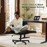 amseatec Criss Cross Chair with Armrests & Wheels, PU Leather Vanity Chair, Comfortable Adjustable Swivel Computer Office Desk Chairs for Home, Make Up, Bed Room (Black) amseatec