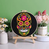 Louise Maelys 3 Sets Halloween Embroidery Kits for Beginners,Cross Stitch Kit for Adults,DIY Starters Needlepoint with Skull Flowers Pattern,Including Instruction