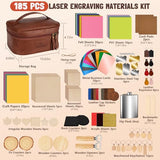 Laser Engraving Materials Kit, 185Pcs Laser Engraving Blank Supplies for Art and Craft, Laser Engraver Accessories Suitable for Both Engraving Pens & Laser Engravers K KERNOWO