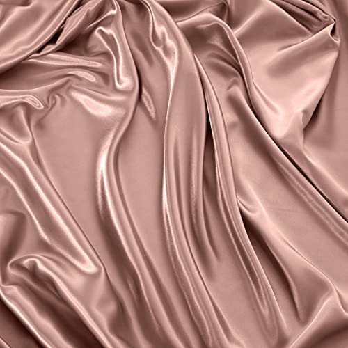 NSGZ Satin Fitted Sheet Full, Single Silky Fitted Sheet Only Soft Deep Pocket Bottom Bed Sheets, Wrinkle Free & Fade Resistant & Breathable Bottom Sheets- Champagne NSGZ