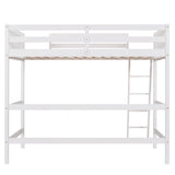 Merax Twin Modern Kids Loft Bed with Ladders Wood Loft Bunk Bed for Juniors/Easy Assemble/Space Saving White Merax