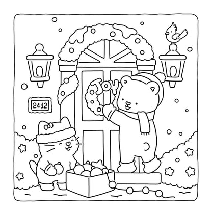 Fuzzy Hygge: Christmas Vibes Coloring Book for Adults & Teens Featuring Cozy Festive Holiday Winter Scenes with Adorable Animals Characters (Fuzzy Friends Coloring)