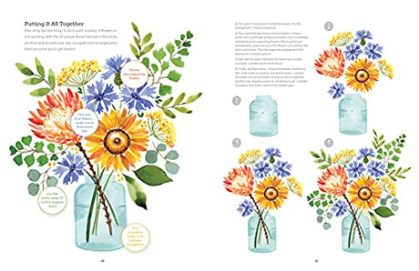 Watercolor the Easy Way Flowers: Step-by-Step Tutorials for 50 Flowers, Wreaths, and Bouquets (Watercolor the Easy Way, 2) Better Day Books