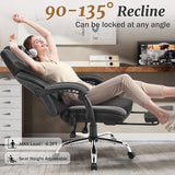 Massage Office Chair with Foot Rest,6-Point Vibration & Heat Reclining Computer Chair,Big and Tall Fabric Office Chair for Heavy People,Ergonomic Executive Desk Chair,Thick Cushion,High Back,BlackGrey Sofetura