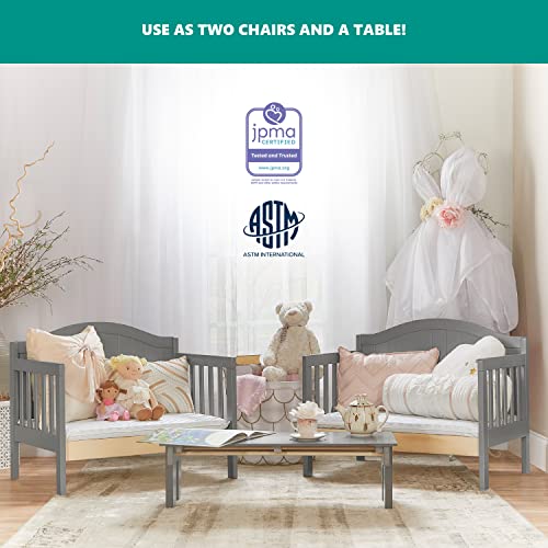 Dream On Me Portland 3 In 1 Convertible Toddler Bed in Steel Grey, Greenguard Gold Certified, JPMA Certified, Low To Floor Design, Non-Toxic Finish, Pinewood Browell