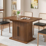 Extendable Dining Room Table for 4-6, 47-65 Inch Rectangle Kitchen Dining Table with Large Storage, Fluted Sliding Door, Expandable Mid Century Modern Dinner Furniture, Living Room, Walnut, Brown Woemtoric