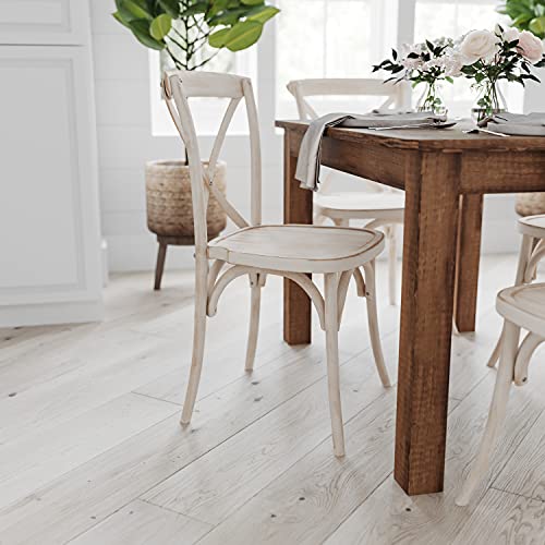 Merrick Lane Rustic Brown Solid Wood Dining Table, Kitchen Table with Square Legs, Farmhouse Dining Table, 38" x 60", Seats 6, Rustic Finish for Indoor or Outdoor Use Merrick Lane