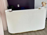 M2 Retail Reception Desk, White Upgraded Reeded Front Counter for Beauty, Spa, Nail, Hair Salon, Lobby, 1800 * 600 * 1000mm (71 * 24 * 39'') M2 Retail