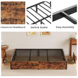 LIKIMIO King Bed Frame with Storage, 4 Drawers and Heavy Strong Metal Support Frames, Solid Stable, Noise-Free, No Box Spring Needed, Easy Assembly, Vintage Brown LIKIMIO