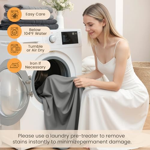 USXIBEI Queen Size 4 Piece Sheet Set - Comfy Breathable & Cooling Bed Sheets Set, Soft and Wrinkle Free, Deep Pockets, Easy & Secure Fit, Hotel Luxury Bedding for Women, Men - Oeko-Tex - Dark Grey USXIBEI