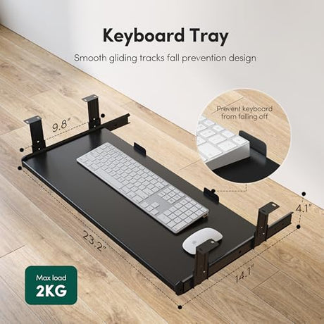 FEZIBO Standing Desk with Keyboard Tray, 63 × 24 Inches Electric Height Adjustable Desk, Sit Stand Up Desk, Computer Office Desk, Black FEZIBO
