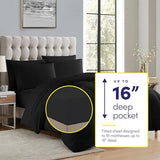 Sweet Home Collection 7 Piece Comforter Set Bag Solid Color All Season Soft Down Alternative Blanket & Luxurious Microfiber Bed Sheets, Black, Queen Sweet Home Collection