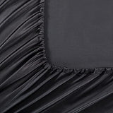 Satin Fitted Sheet, Full Fitted Sheet Only, 1 - Piece Ultra Soft Deep Pocket Single Silk Bottom Bed Sheet Full - Black Luxbedding