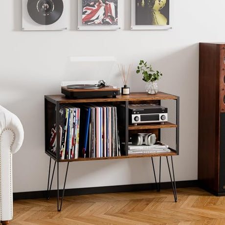 Vfelf Record Player Stand, Record Player Table with Vinyl Storage Holds up to 230 Albums Storage Cabinet Turntable Stand Album Shelf and Holder Vfelf