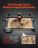 VEVOR 5W Output, Laser Engraving Cutter Machine, 14.9 x 15.7 in/38 x 40 cm Working Area, 10000 mm/min Movement Speed, Compressed Spot with Eye Protection, for Wood, Certain Metal, Black VEVOR