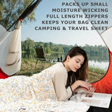 Exermil 100% Cotton Sleeping Bag Liner with Full Length Zipper on 3 Sides; Single/Double Adult Sleep Sack for Travel & Camping, Multifunctional Travel Sheets (Unzipped 87”x87”) for Hotel, Lightweight EXERMIL