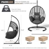 CHINNLUU Oversized Hanging Egg Chair Outdoor Wicker Swing Chair with Stand Rain Cover UV Resistant Cushion 400lbs Capacity for Patio, Garden and Balcony CHINNLUU