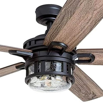 Honeywell Ceiling Fans Bonterra, 52 Inch Contemporary Indoor LED Ceiling Fan with Light and Remote Control, Dual Finish Blades, Reversible Motor - Model 50690-01 (Matte Black)