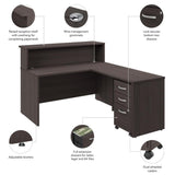 Bush Business Furniture Arrive 60W x 72D L Shaped Reception Desk with Shelf and Mobile File Cabinet in Storm Gray Bush Furniture