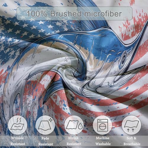 Aesthetic Duvet Cover Set White - Single 3-Piece Double-Sided Printed Bedding with Minimalist Fish Flag National Design, Ultra-Soft Microfiber Quilt Cover with Zipper for a Calm Generic