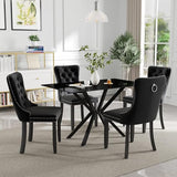 HAIZAO 5 Pieces Modern Luxury Glass Dining Set, Minimalist Rectangle Dinner Room Set for 4, 47'' Black Glass Top Kitchen Table Set with Black Tufted Chairs, for Small Apartment Home HAIZAO