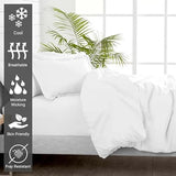 Pizuna Pure 100% Cotton Twin Duvet Cover with Shams, Luxurious 400 Thread Count Long Staple Cotton Sateen Weave with Hidden Button Closure (Combed White Cotton Duvet Covers Twin) Pizuna