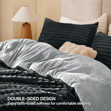 BEDELITE Fleece King Comforter Set -Super Soft & Warm Fluffy Black Bedding, Luxury Fuzzy Heavy Bed Set for Winter with 2 Pillow Cases BEDELITE