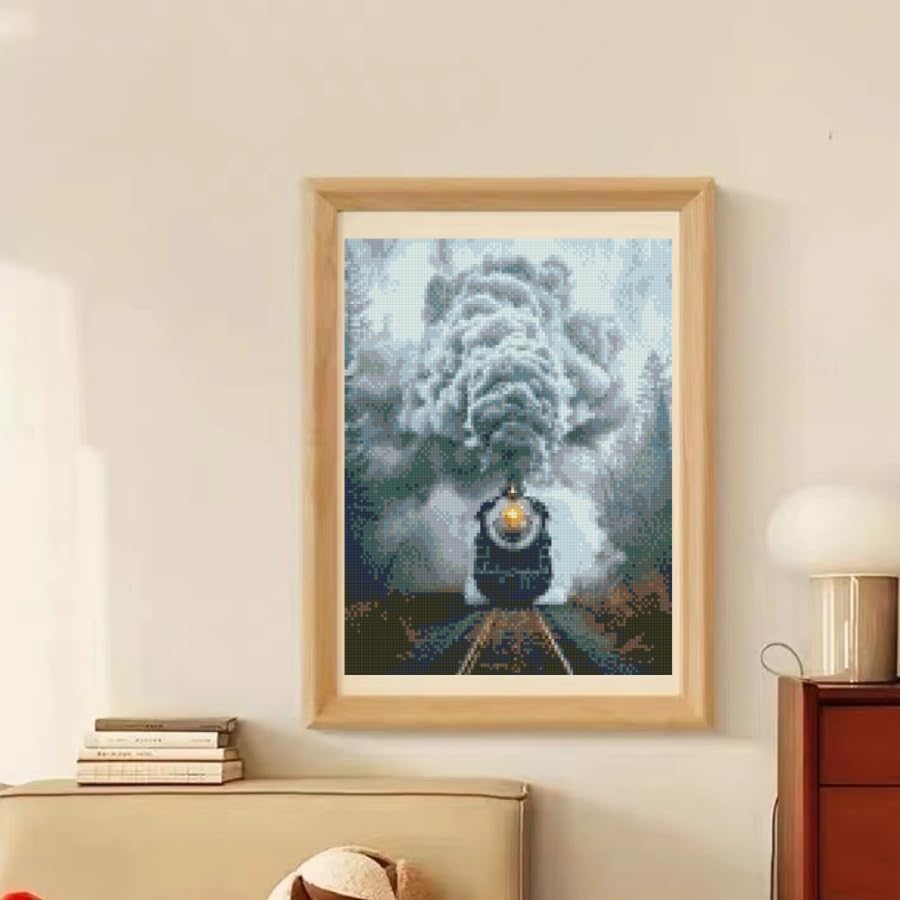 Diamond Art Painting Kits for Adults Old Steam Train Round Full Drill 5D Diamond Art Easy for Beginner Gems Cross Stitch Mosaic Craft Hobby Wall Art for Home Decor 30x40cm Generic