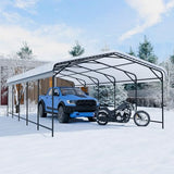 EBE 13' x 25' Metal Carport, Outdoor Steel Carport Canopy with Galvanized Steel Frame and Roof, Heavy Duty Garage Shelter Shade for Cars, Boats, and Truck EBE