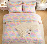 SDY 7PCS Rainbow Bedding Set Queen Bed in A Bag Set 7 Piece Mermaid Bedding for Kids,Boys and Girls with Rainbow Comforter Queen and Mermaid Sheets SDY