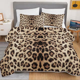 HOSIMA Leopard King Size Quilt,Brown Lightweight Animal Themed Cheetah Bedding Set,Leopard Print Soft Summer Quilts King for Adults Bedroom Decor with 2 Pillowcases. HOSIMA