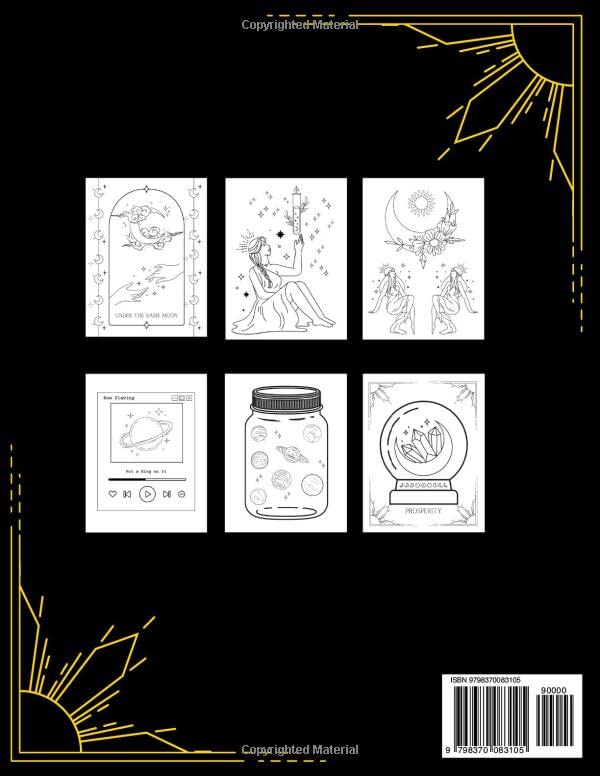 Celestial and Magic: Coloring Book for Adults and Teens with Moon, Sun, Planets, Magic Majosta