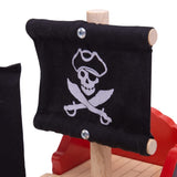 Bigjigs Rail Wooden Pirate Ship Galleon - Pirate Accessories for Wooden Train Sets, Bigjigs Train Accessories, Pirate Ship Toys for Kids, Wooden Toys for 3 4 5 Year Olds Bigjigs Rail