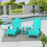 WestinTrends Malibu Outdoor Lounge Chairs Set, 5-Pieces Adirondack Chair Set of 2 with Ottoman and Side Table, All Weather Poly Lumber Patio Lawn Folding Chair for Outside, Turquoise WestinTrends