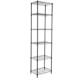 GIOTORENT 6-Tier Storage Shelves Standing Shelving Metal Units, Adjustable Height Wire Shelf Display Rack for Pantry Laundry Bathroom Kitchen 16.6” x 11.8” x 63”, Black GIOTORENT