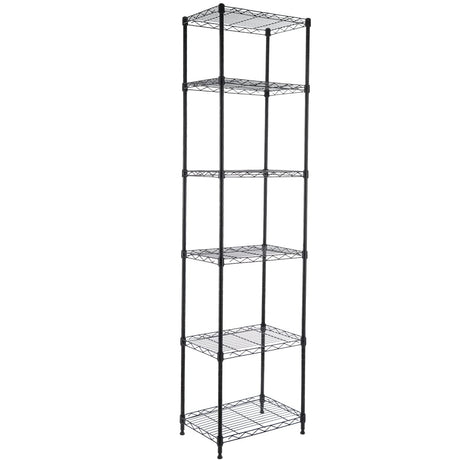 GIOTORENT 6-Tier Storage Shelves Standing Shelving Metal Units, Adjustable Height Wire Shelf Display Rack for Pantry Laundry Bathroom Kitchen 16.6” x 11.8” x 63”, Black GIOTORENT