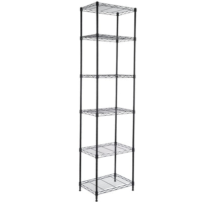 GIOTORENT 6-Tier Storage Shelves Standing Shelving Metal Units, Adjustable Height Wire Shelf Display Rack for Pantry Laundry Bathroom Kitchen 16.6” x 11.8” x 63”, Black