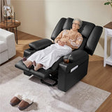 Yaheetech Large Electric Power Lift Recliner Chair, PU Leather Massage Chair with Heat and USB Port for Elderly, Ergonomic Lounge Chair with 2 Cup Holders Side Pockets, Overstuffed Wide Single Sofa Yaheetech