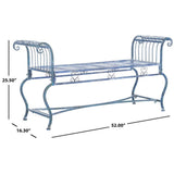 SAFAVIEH Outdoor Collection Brielle Victorian Antique Blue Bench SAFAVIEH