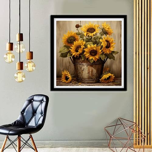 MOMDEDP Sunflowers Diamond Painting Kits for Adults,5D Sunflower Flowers Diamond Art Kits for Beginners,DIY Full Drill Diamond Gem Art with Painting Kits for Home Wall Decor 12 x 12 Inch MOMDEDP