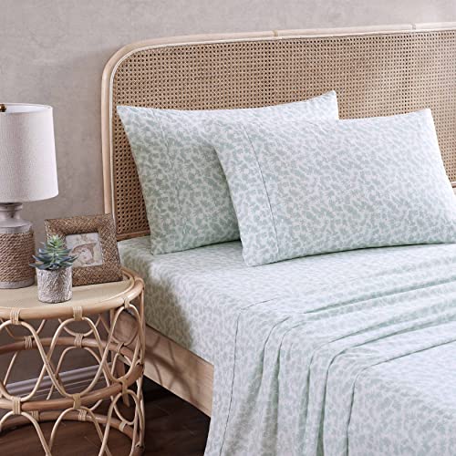 Tommy Bahama - King Sheets, Cotton Percale Bedding Set, Crisp & Cool, Stylish Bedding Set (Hibiscus Bloom Green, King) Tommy Bahama
