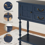 ZOSQUARE Farmhouse Console Table with 2 Drawers and 2 Cabinets, Sofa Table with Open Storage Shelf, Vintage Entryway Table for Entryway, Living Room, Hallway, Foyer ZOSQUARE