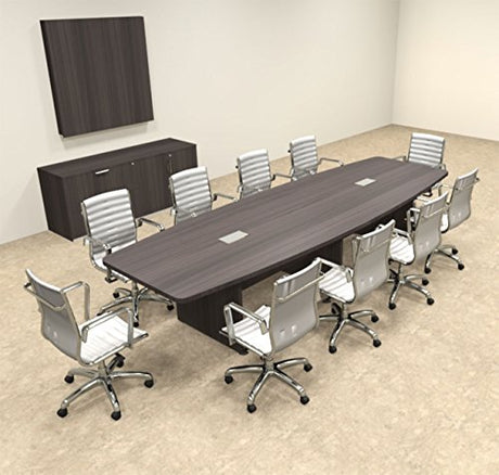 Modern Boat Shaped 12' Feet Conference Table, OF-CON-C134 UTM Furniture