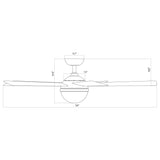 WAC Smart Fans Eclipse Indoor and Outdoor 5-Blade Smart Home Ceiling Fan 54in Satin Brass Matte Black with 3000K LED Light Kit and Remote Control works with Alexa and iOS or Android App WAC Lighting