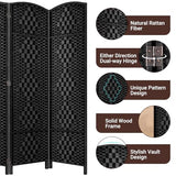 HALLYBEE Room Divider, Room Dividers and Folding Privacy Screens, 16in Privacy Screen, 4 Panel Temporary Wall Partitions, 6ft Space Separation Panel Screen, Black HALLYBEE