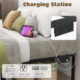 HusDream King Size Bed Frame King Platform Bed Frame with LED Lights 14 Inch Tall Mattress Base No Box Spring Needed Modern Beds with Charger Station,Anti-Sliding,Noisy Free (14 Inch, King) HusDream