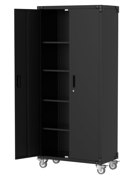 GarveeHome Storage Metal Cabinet 71" with Doors and 4 Shelves Adjustable Adjustable Feet and Lock Tall Storage Cabinet for Pantry Garage Craft Bedroom Office Shop GarveeHome